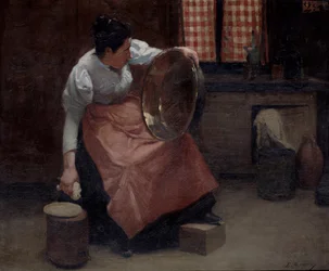 Frau beim Scheuern